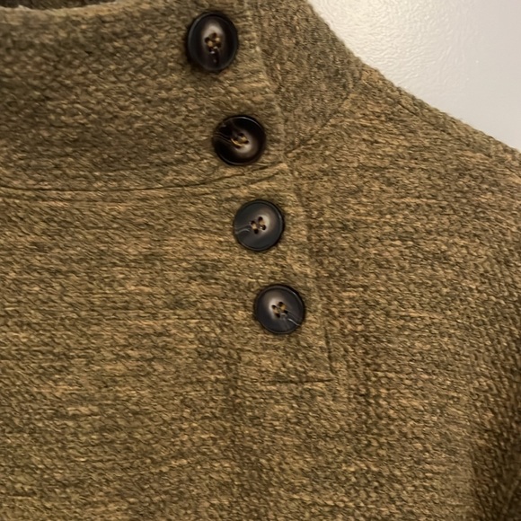 Anthropologie Mock Neck Green Pullover Sweater Bell Sleeve Button Detail - Picture 2 of 6